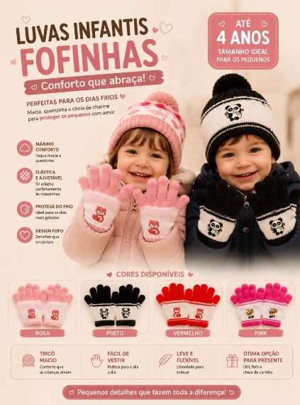 LUVA INFANTIL COLORIDA DIVERSAS