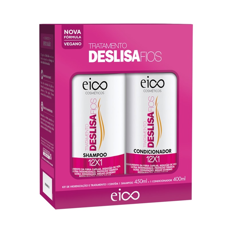 Kit Shampoo 450 ml + Condicionador 400 ml Eico Deslisa Fios